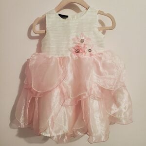Holiday Editions Pink and White  Baby Girl Formal Dress Sz 12 Mos Birthday Party